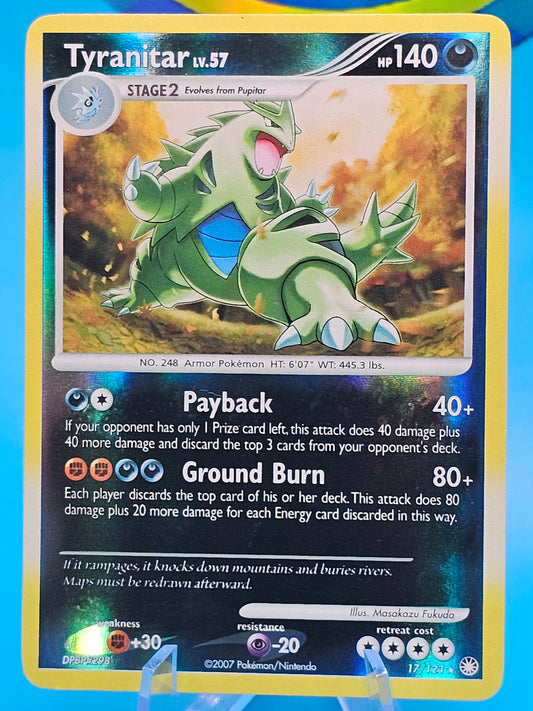 Pokemon Card Tyranitar (17/123) Rare Holo Mysterious Treasures Reverse Holo LP #17