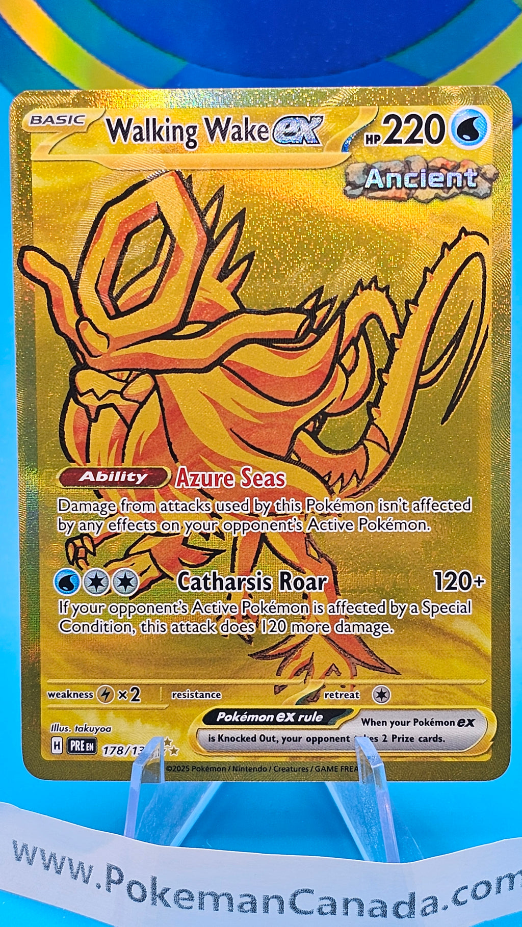 Pokemon Prismatic Evolutions Gold Hyper Rare Full Art 178/131 Walking Wake EX