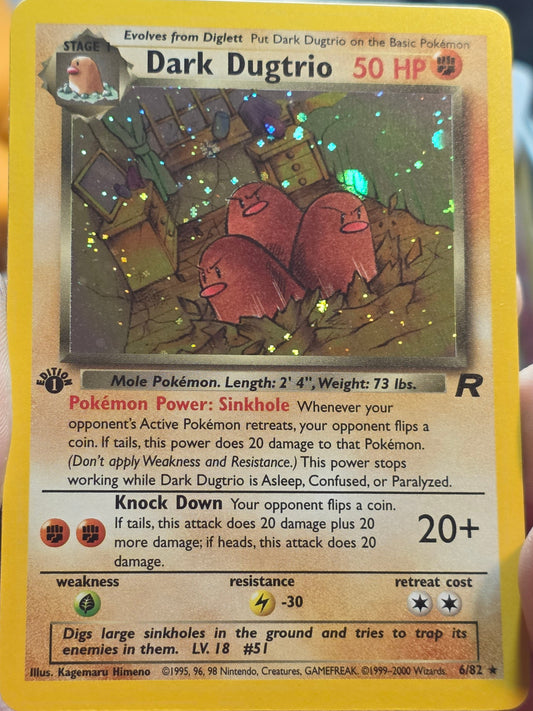 Dark Dugtrio Holo Rare Card First Edition 6/82 Team Rocket Pokémon NM