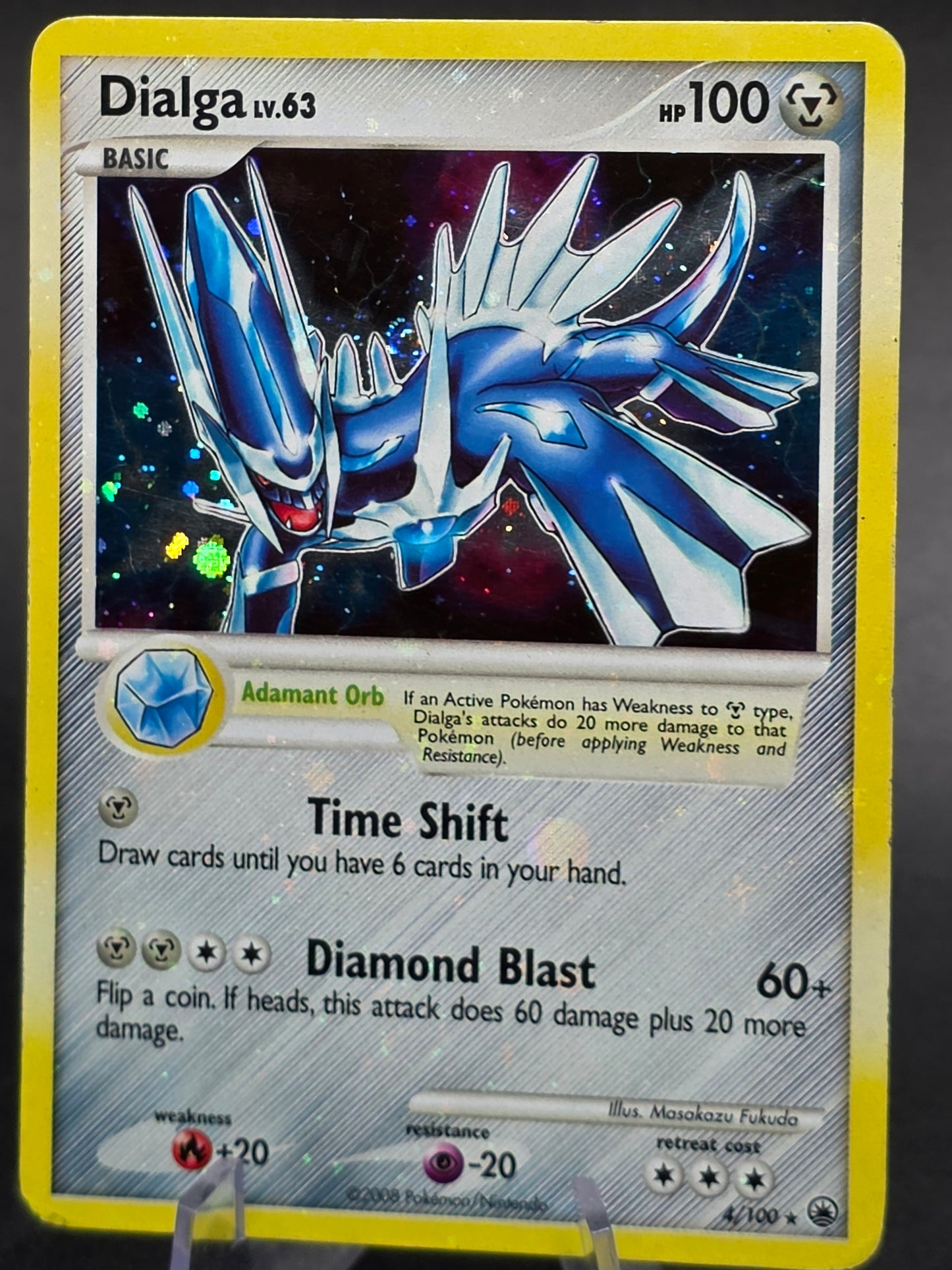 Dialga LV.63 4/100 Holo Rare Diamond Pearl Majestic Dawn 2008 Pokemon Card LP