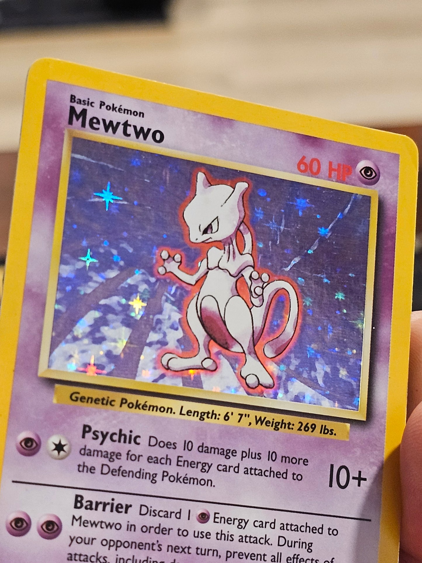 Mewtwo 10/102 Holo Rare Base Set Unlimited Pokemon MP