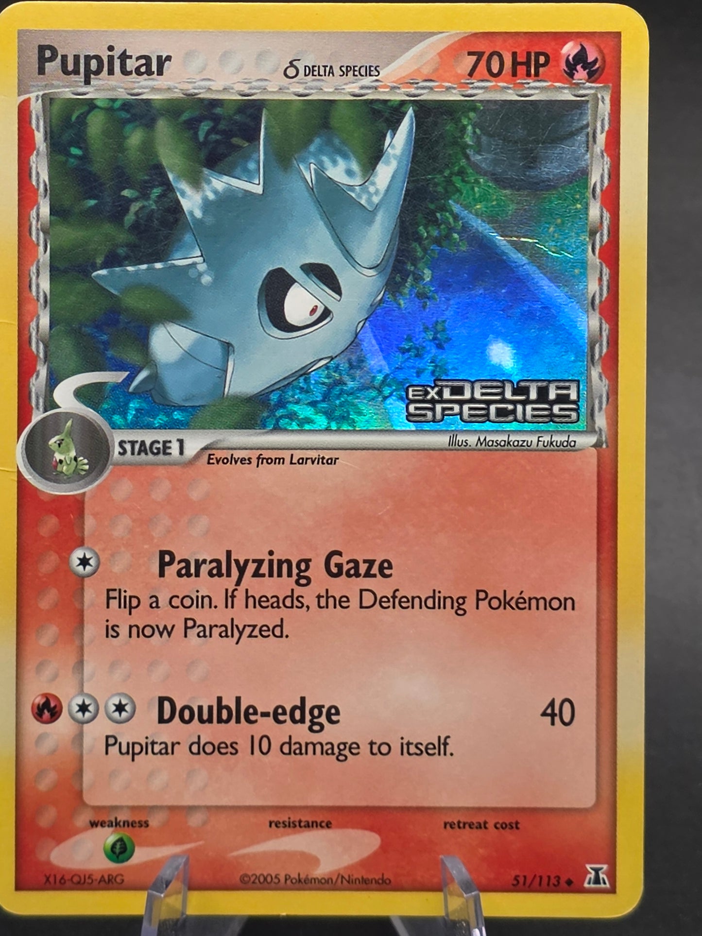 Pupitar 51/113 EX Delta Species Holo Pokémon Card Nintendo TCG 2005 Stamped LPMP