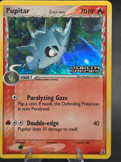 Pupitar 51/113 EX Delta Species Holo Pokémon Card Nintendo TCG 2005 Stamped LPMP