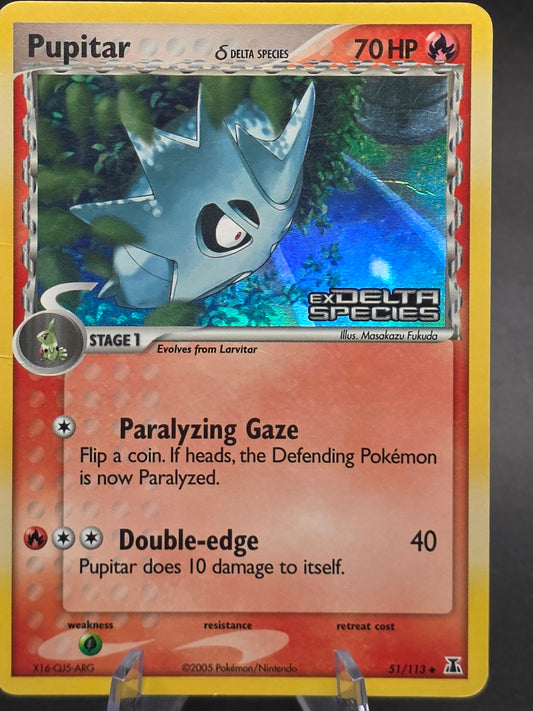 Pupitar 51/113 EX Delta Species Holo Pokémon Card Nintendo TCG 2005 Stamped LPMP