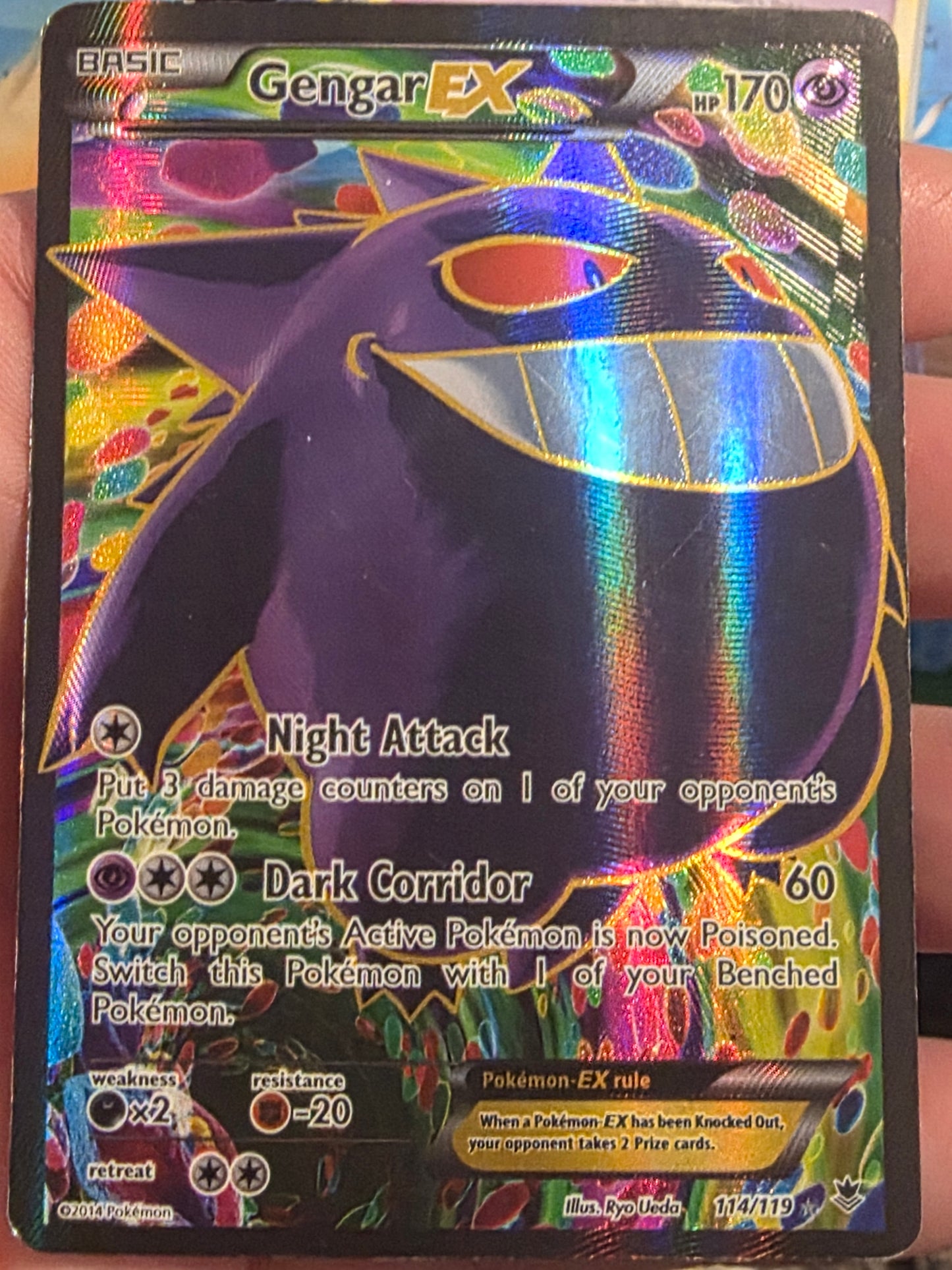 Pokemon TCG Gengar EX 114/119 XY Phantom Forces Full Art English HP Card