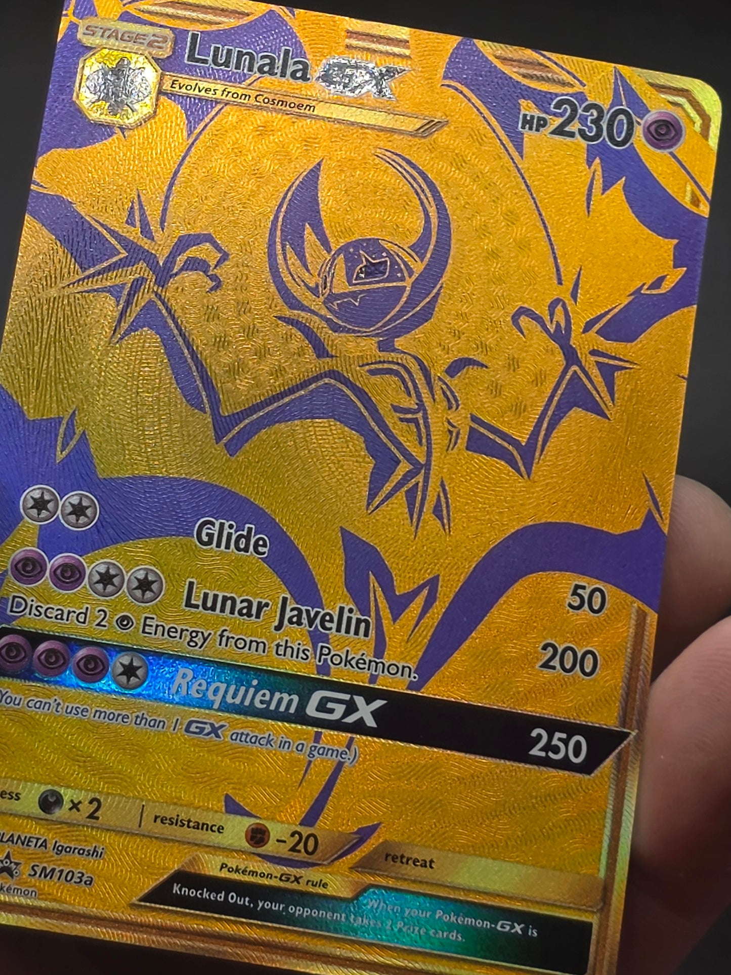 Lunala GX SM103a NM Black Star Promo Hidden Fates Gold Full Art Pokemon