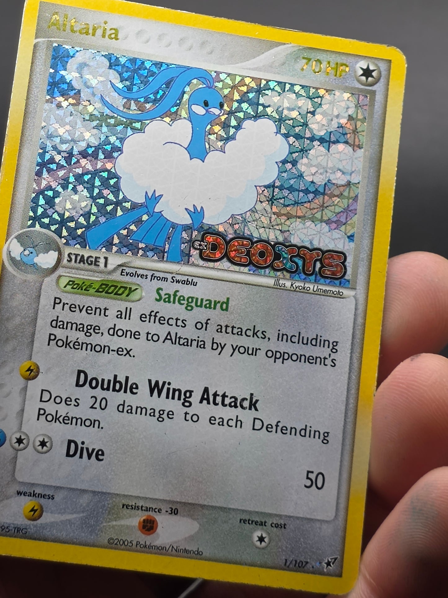 Altaria 1/107 EX Deoxys  stamped Reverse Holo Rare Pokémon Card