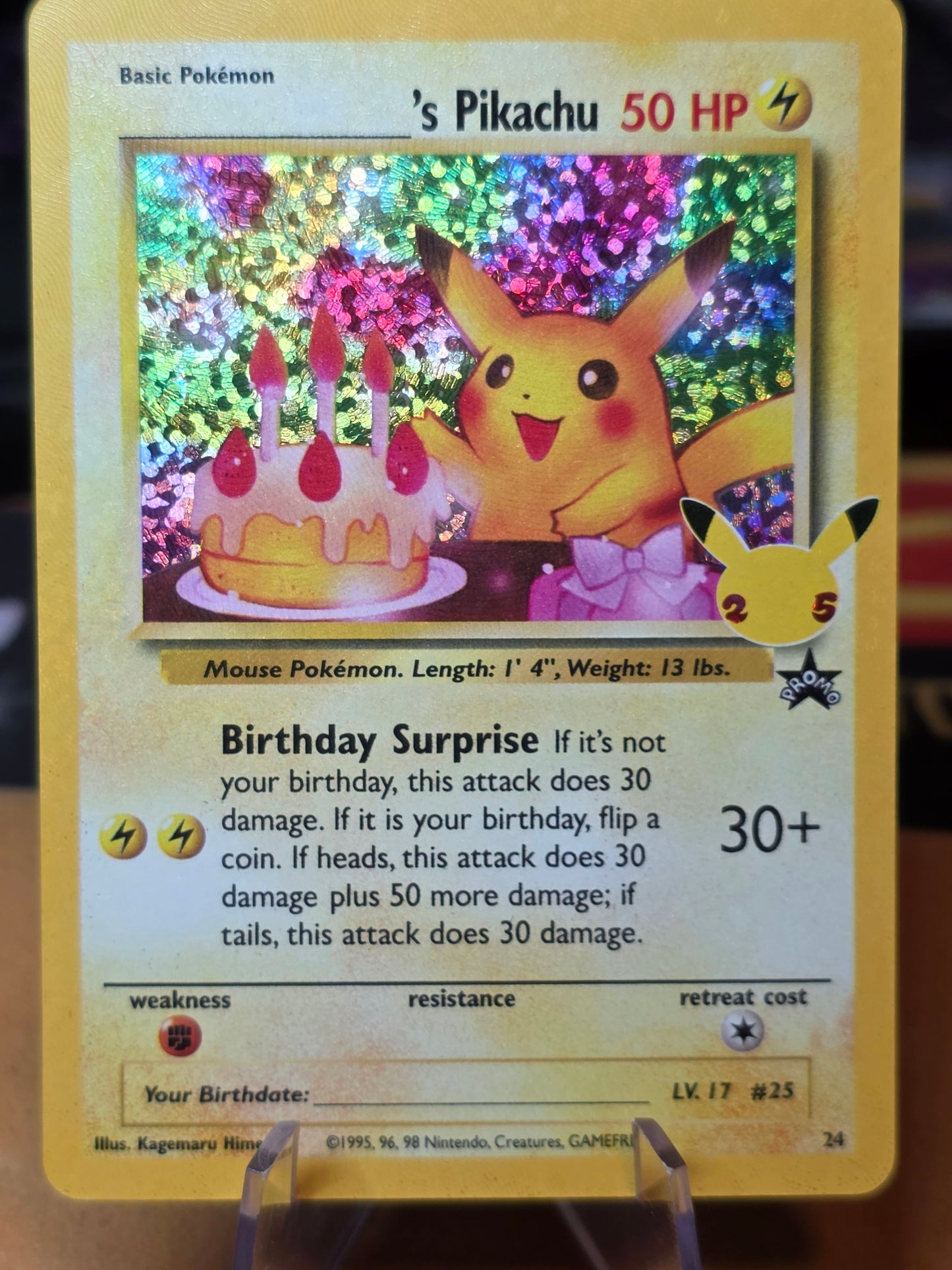 PIKACHU birthday Pikachu 25 th Celebrations holo rare promo Nm