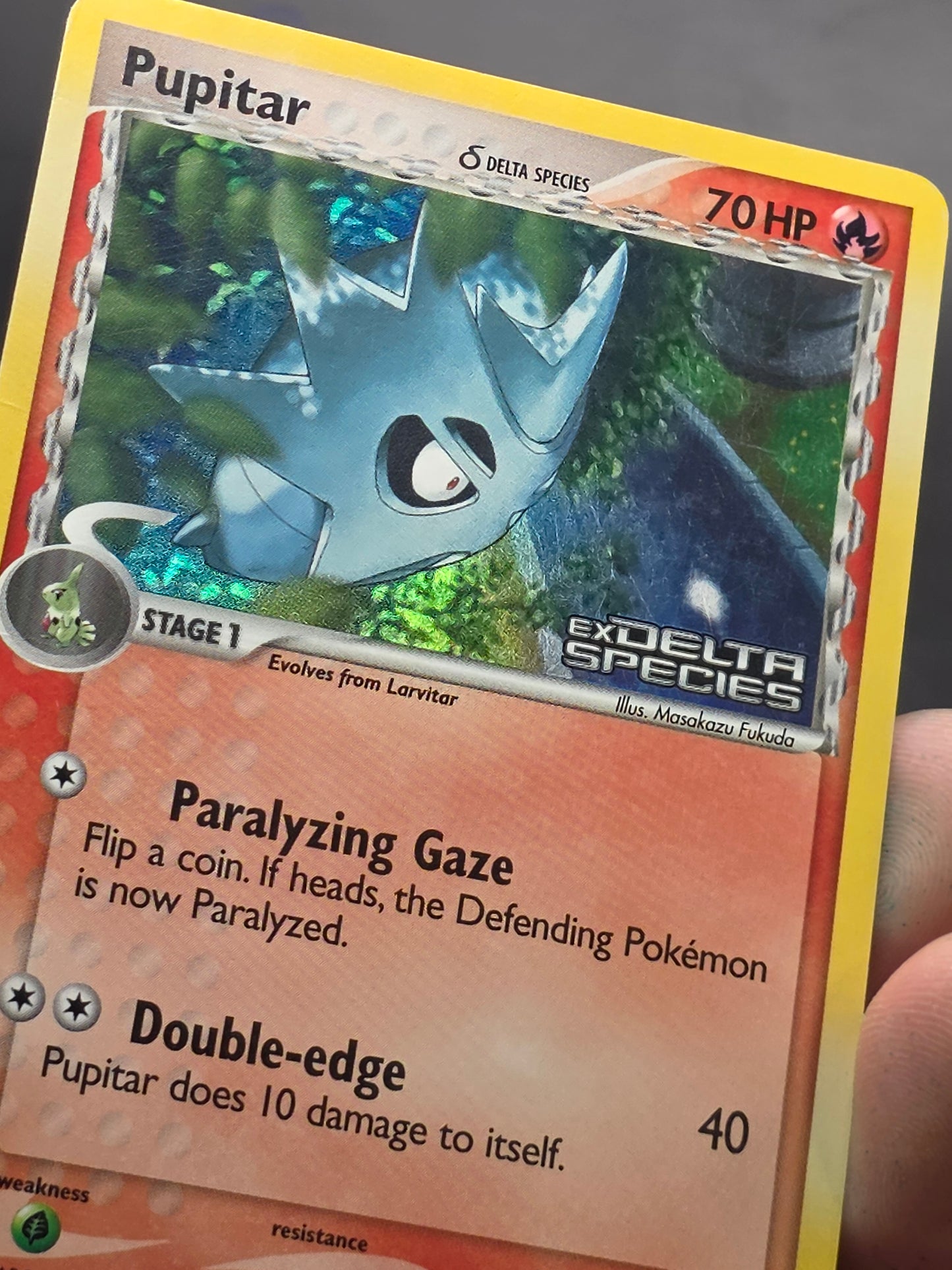 Pupitar 51/113 EX Delta Species Holo Pokémon Card Nintendo TCG 2005 Stamped LPMP