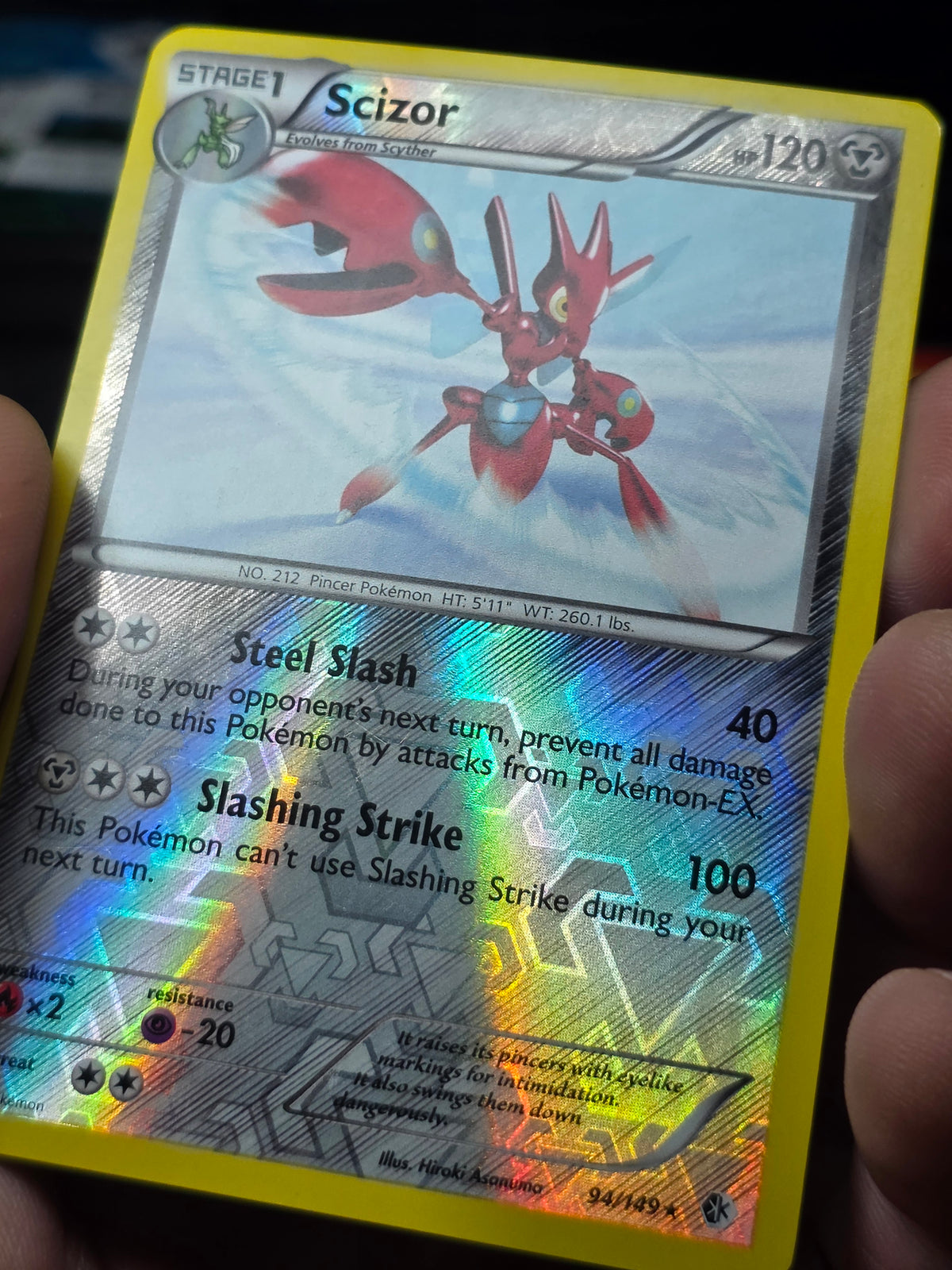 Scizor 94/149 Pokemon Card Reverse Holo BW Boundaries Crossed