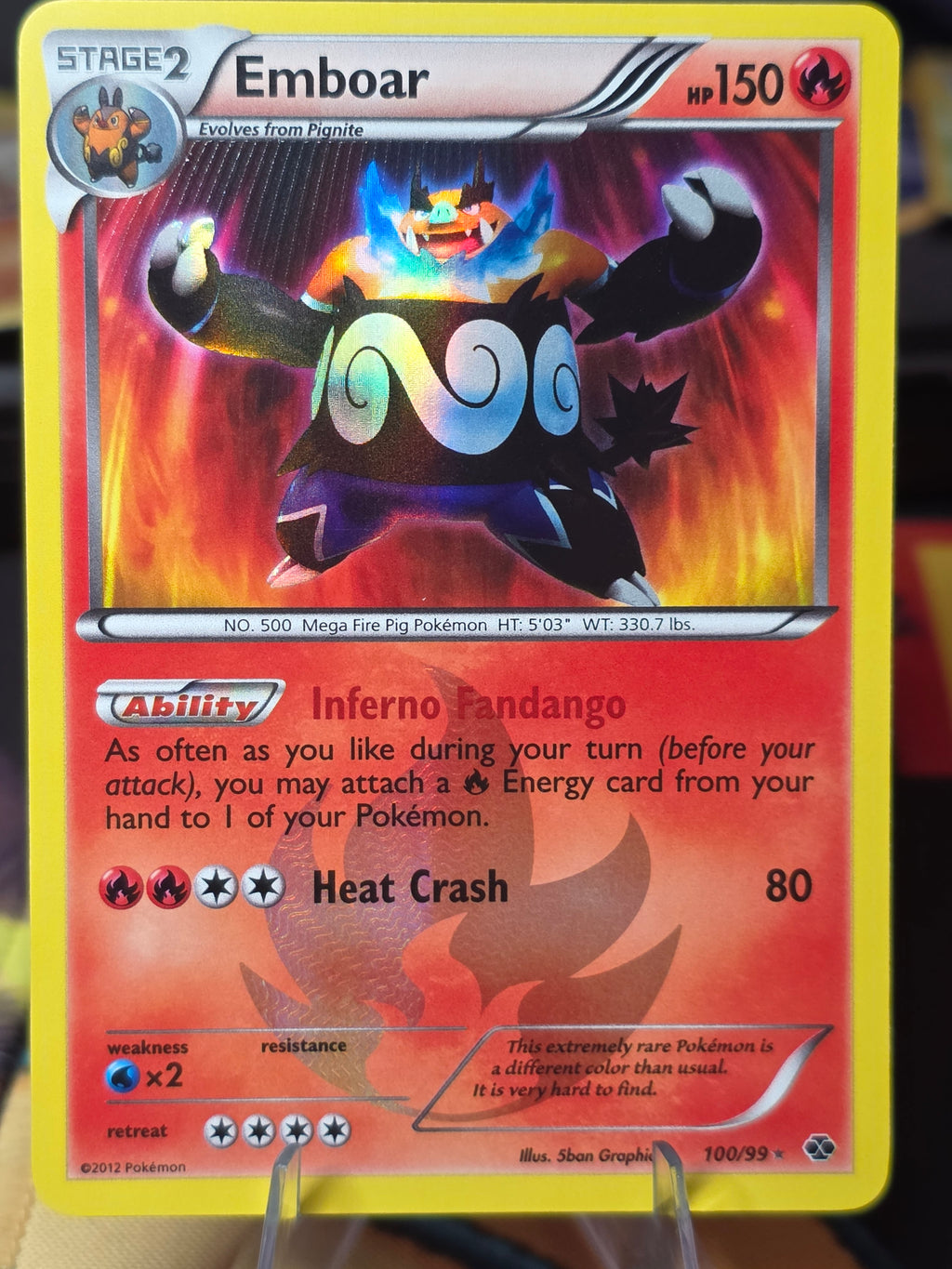 Emboar 100/99 PSA 7 BW Next Destinies Holo Secret Rare Shiny Pokemon Card