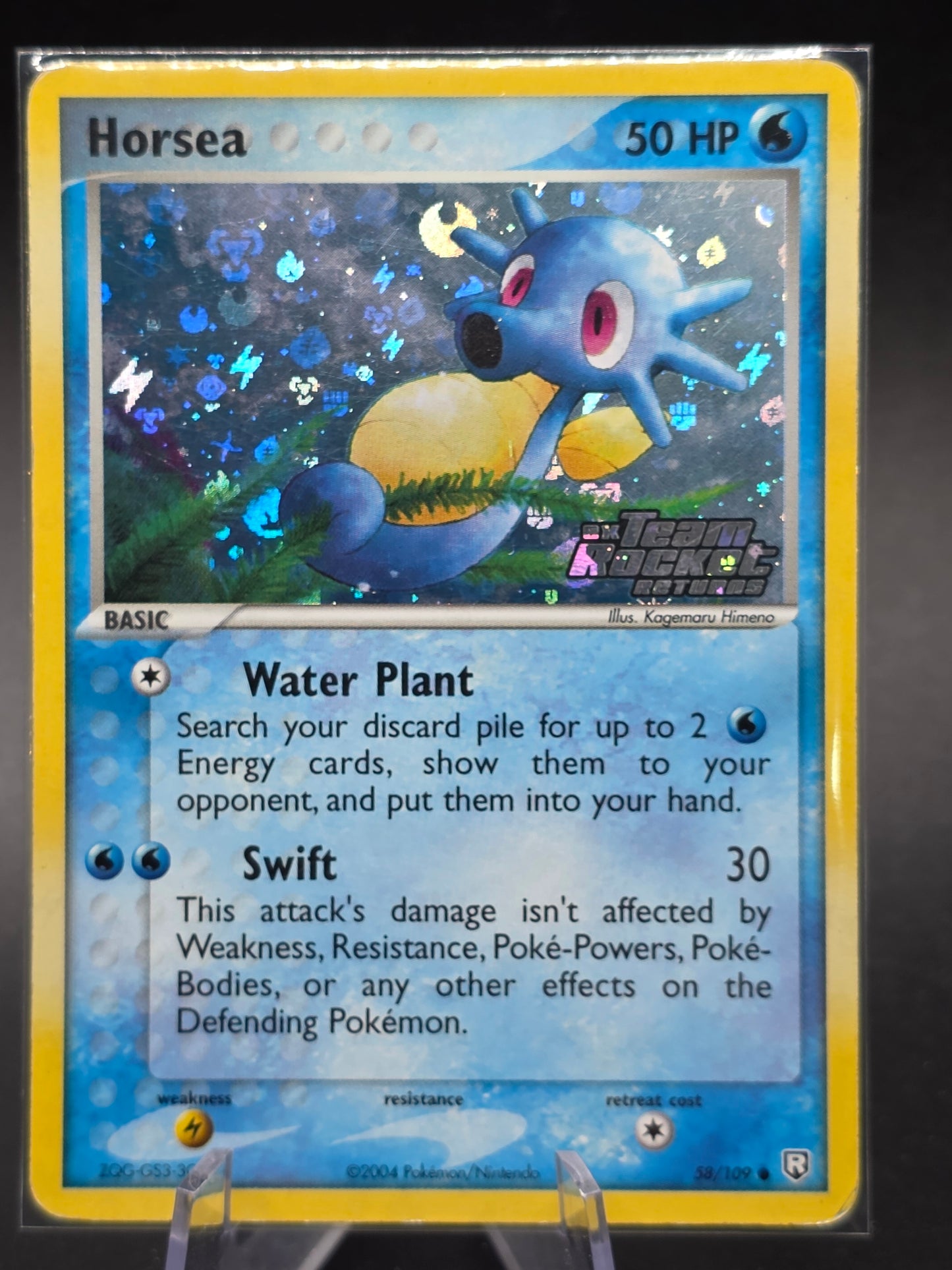 Horsea 58/109 Reverse Holo Pokemon Team Rocket Returns Stamp