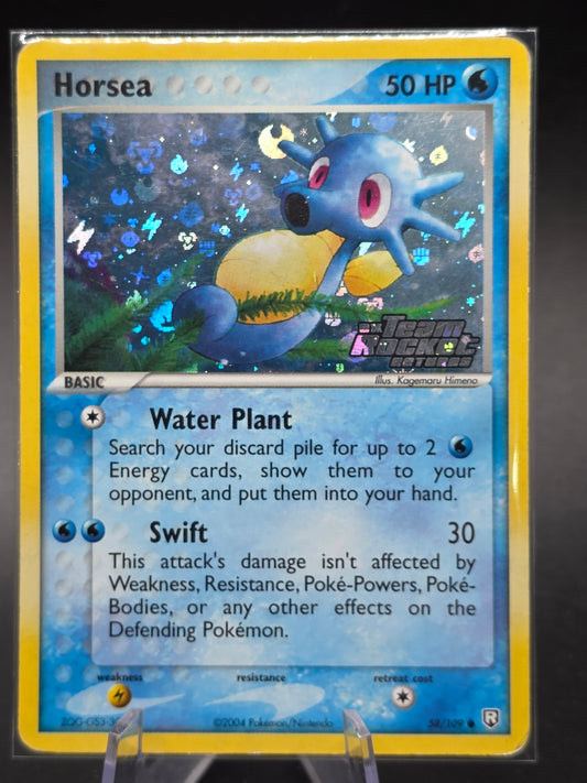 Horsea 58/109 Reverse Holo Pokemon Team Rocket Returns Stamp