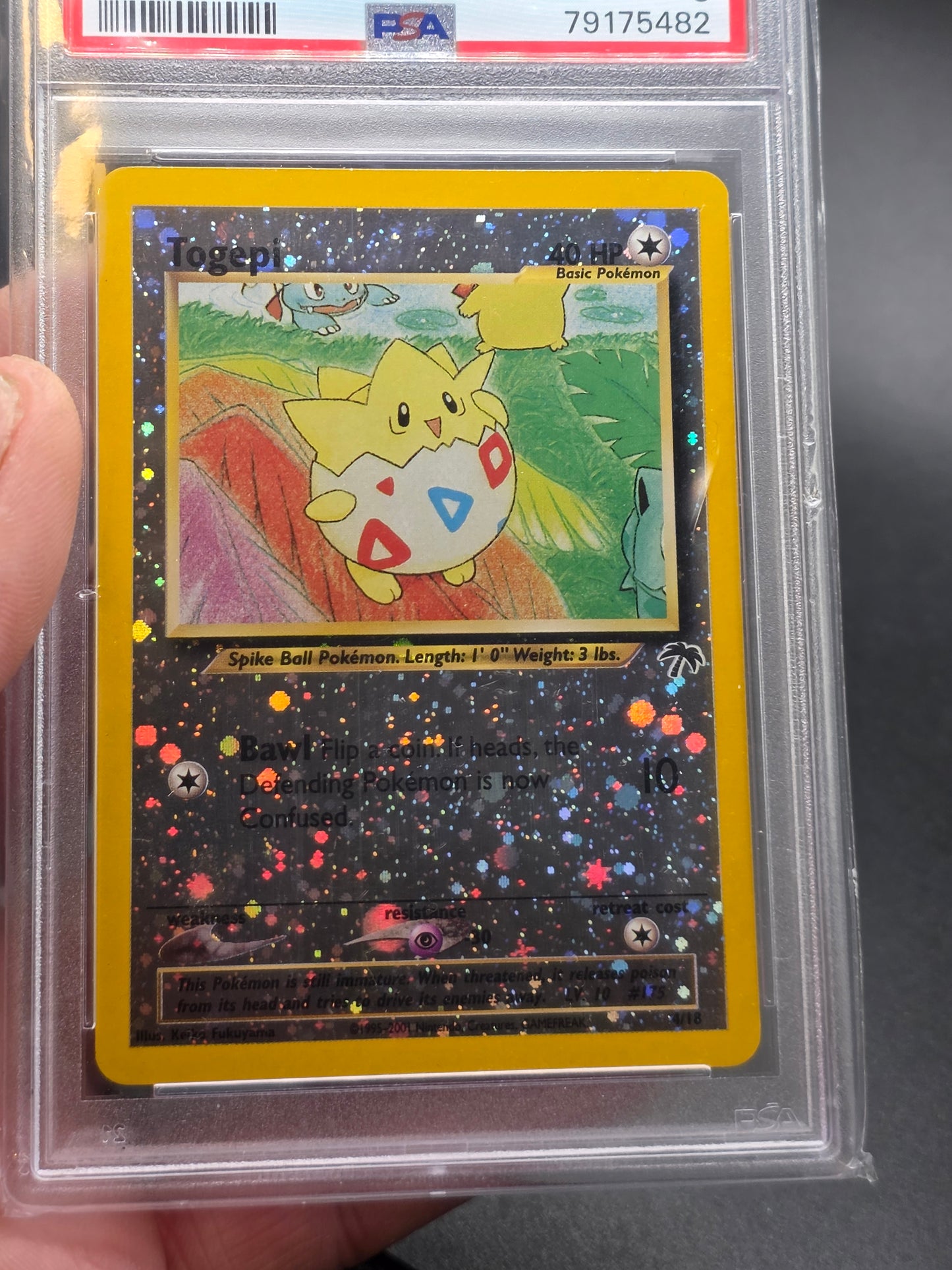 Togepi Southern Islands Promo Partial Swirl Holo Pokemon Card  PSA 8 NM-MT  4/18