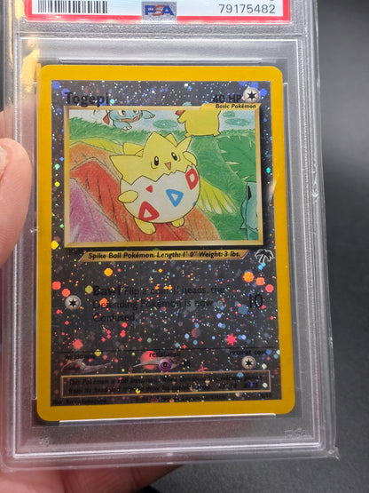 Togepi Southern Islands Promo Partial Swirl Holo Pokemon Card  PSA 8 NM-MT  4/18