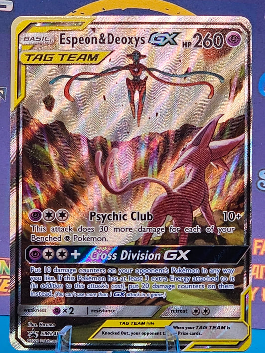 Espeon & Deoxys GX #SM240 Sun & Moon Black Star Promo Holo NM/MINT