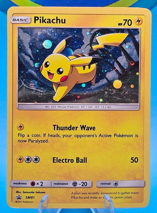 Pikachu SM81 SM Sun & Moon Black Star Promo Cosmos Holo #SM81