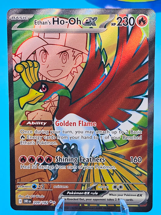 Pokemon Destined Rivals Ethan's Ho-Oh ex Full Art Rare 209/182 English 209/182
