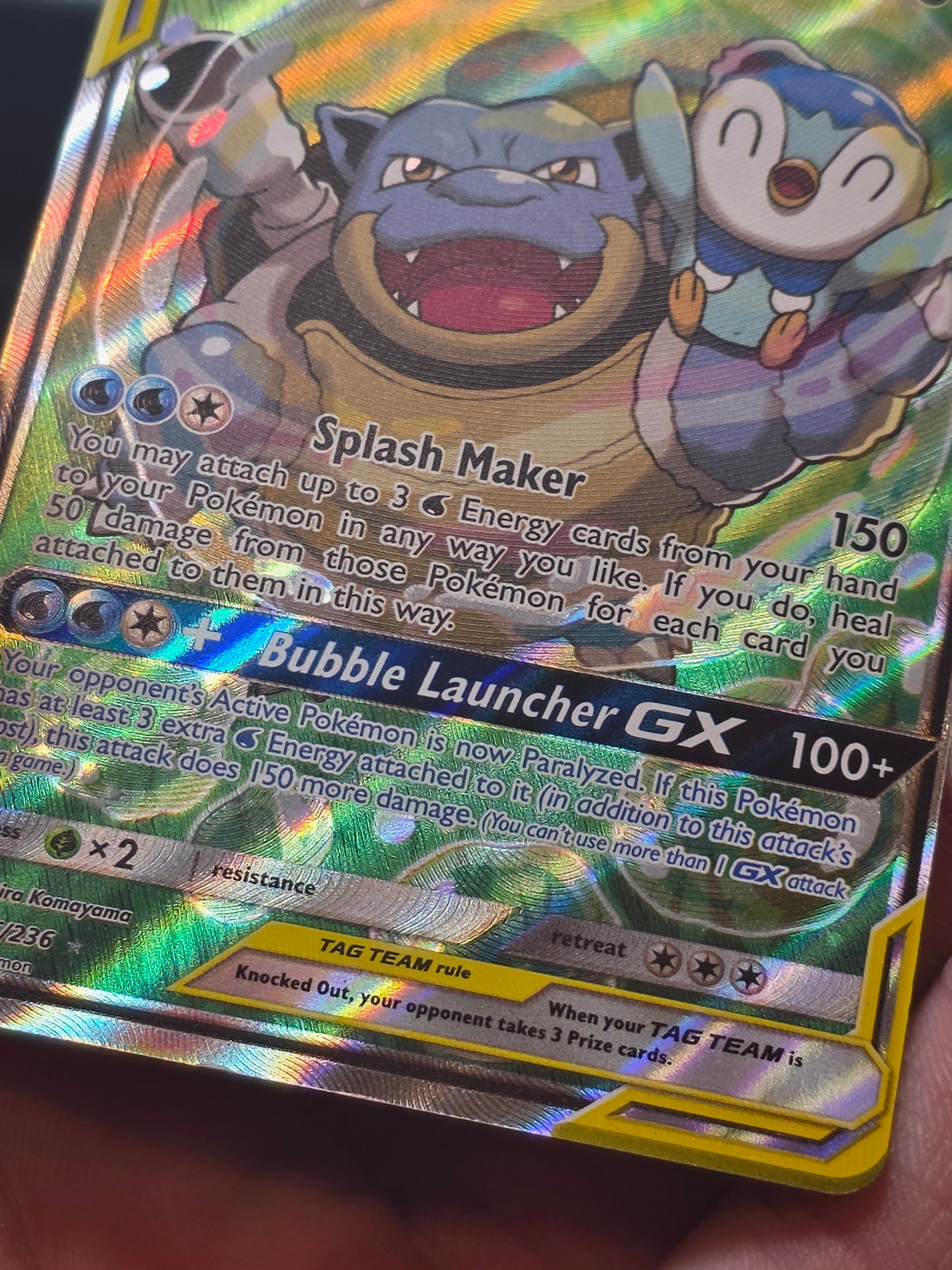 Blastoise & Piplup GX (Alternate Full Art) 215/236 Sm-Cosmic Eclipse Holo