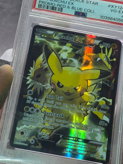 2016 Pokemon XY Black Star Pikachu Ex Full Art Promo Red & Blue #XY124 PSA 4