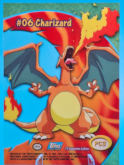 RARE Charizard Clear 1st Edition PC3 - 2000 Topps Pokémon TV Animation #06 NM #PC3