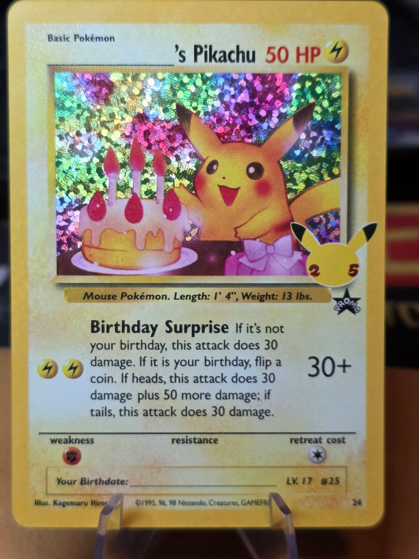 PIKACHU birthday Pikachu 25 th Celebrations holo rare promo Nm