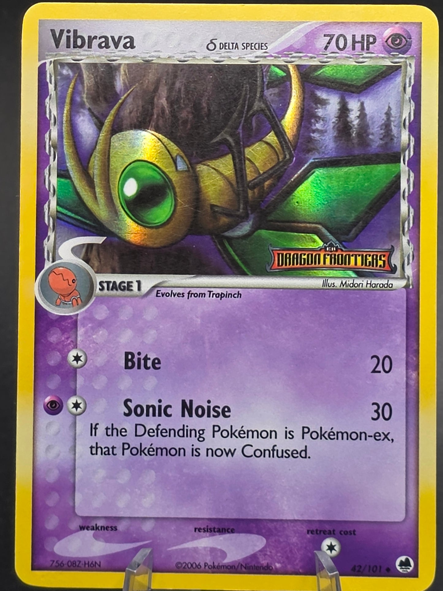 Vibrava 42/101 Stamped Dragon Frontiers Reverse Holo Pokémon Card MP